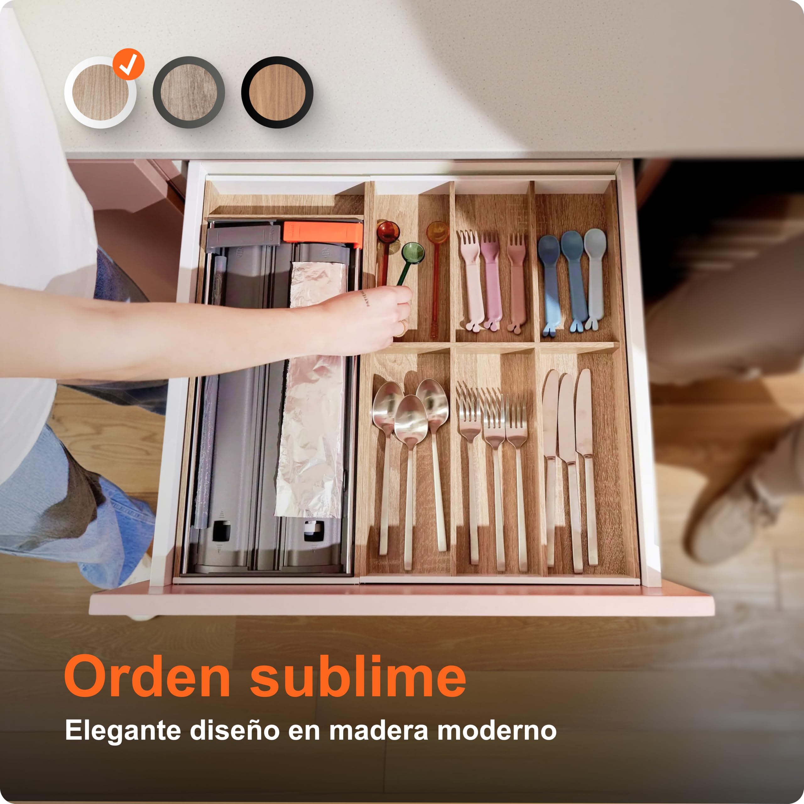 Blum AMBIA-LINE cubertero | organizador de cajón premium para cocinas modernas | protege, ordena y organiza cubiertos con claridad | con pies antideslizantes | 47 × 30 × 5 cm | Roble Bardolino