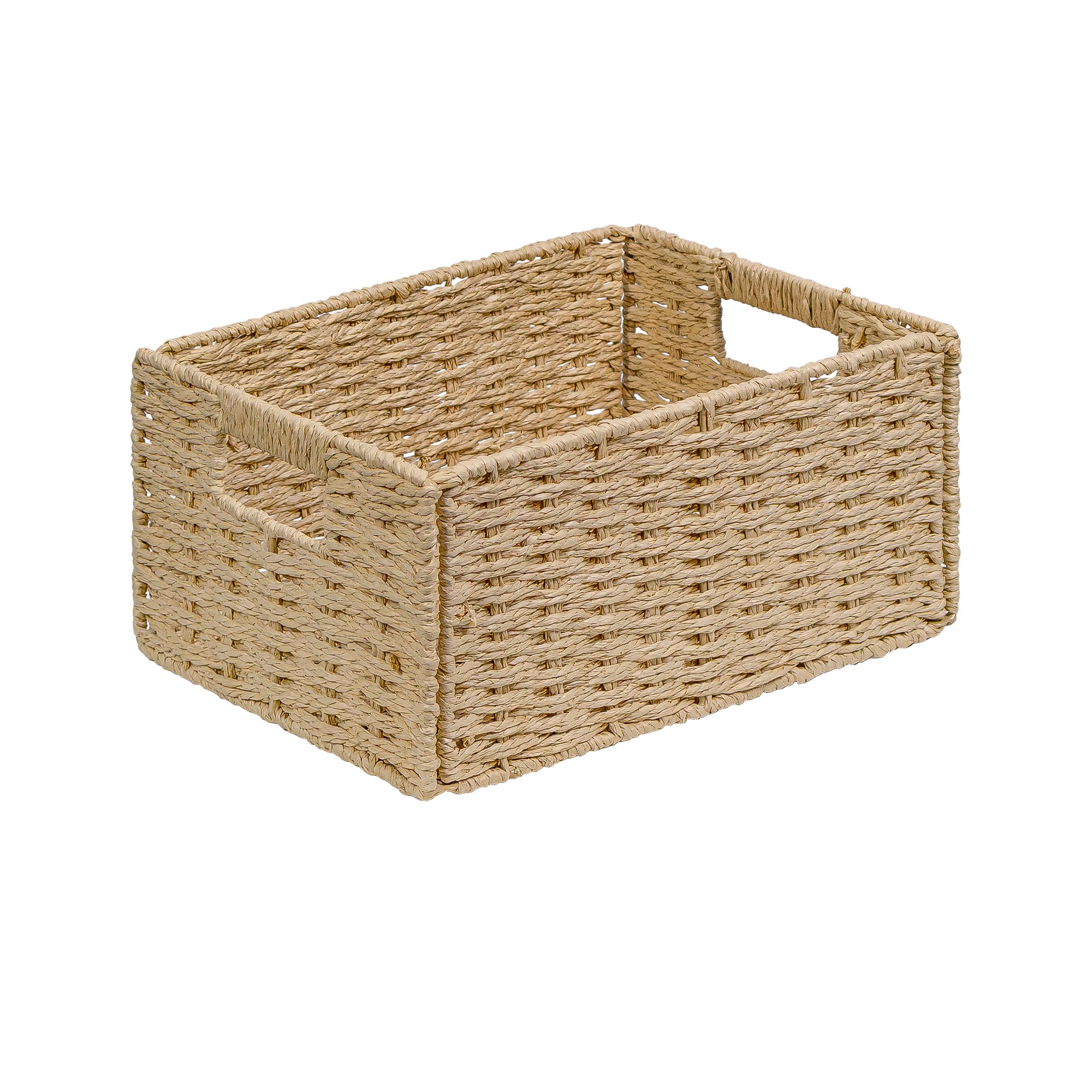 1 Cestas de Almacenaje, Cesta Mimbre Tejidas a Mano Rectangular 31x22,5x14cm, Cesta Plegable de Papel Jacinto de Agua, Cesto Decorativo para Baño Estanterías Kallax Cocina y Cosa Pequeñas