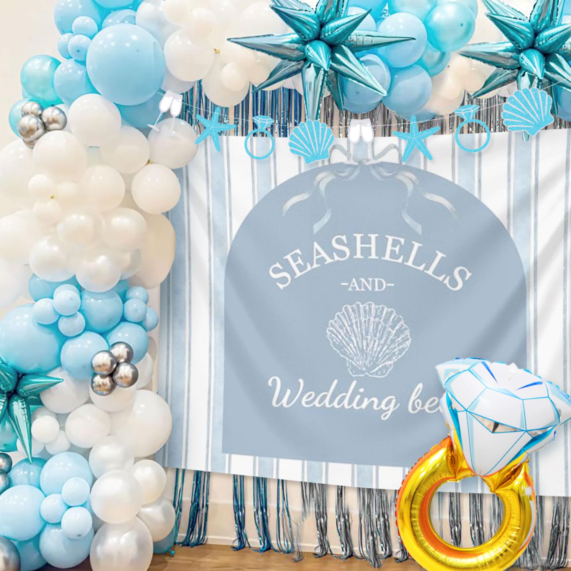 JeVenis Seashells and Wedding Bells Banner Last Toast on the Coast Sign Beach Bachelorette Decorations Coastal Bridal Shower Party Decorations Beach