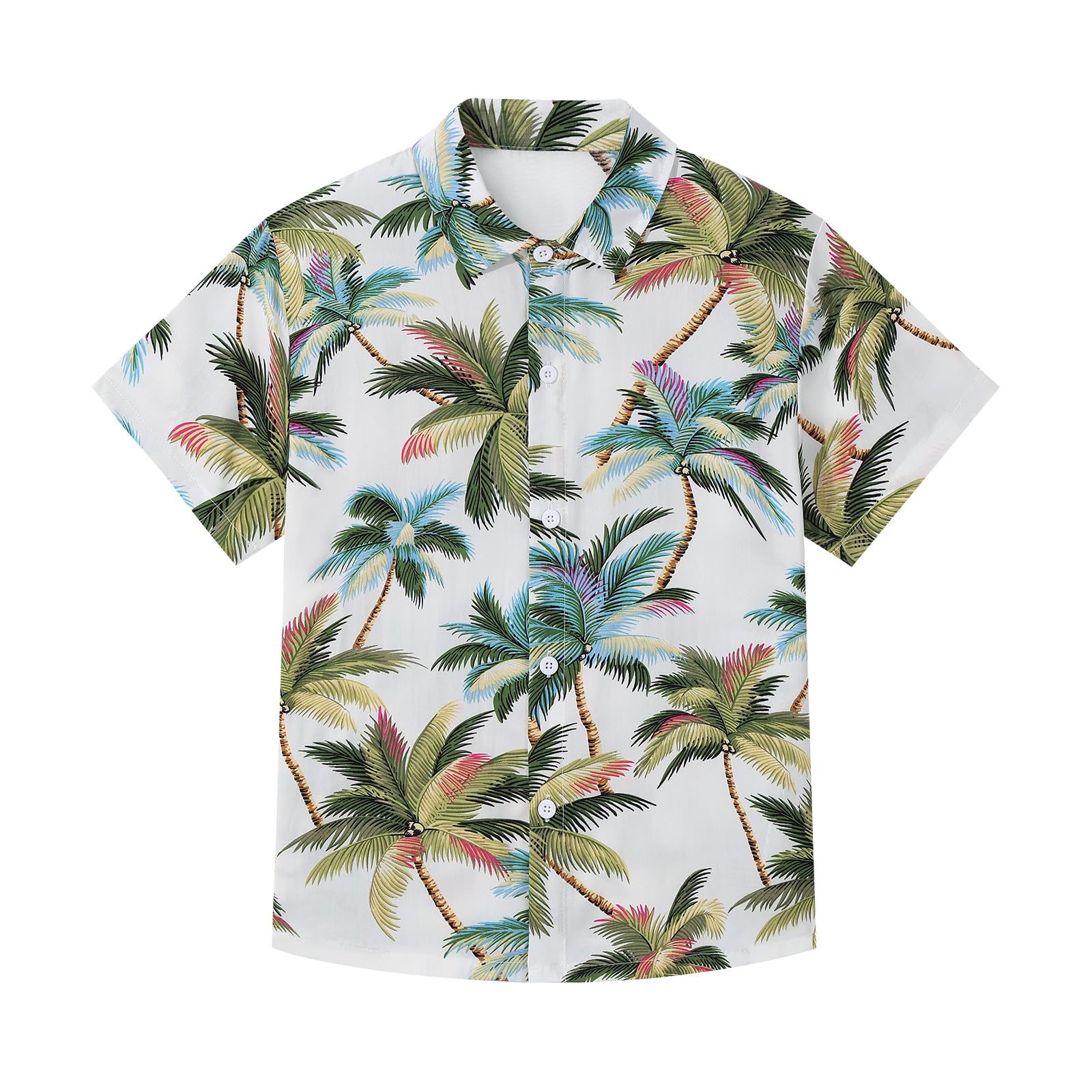 Chemise hawaïenne d'été à manches courtes boutonnée pour garçon, motif floral tropical, tenue de plage, chemise de vacances