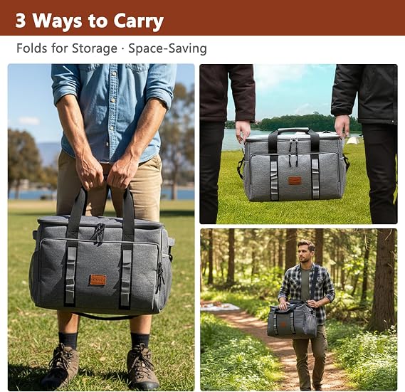 35L Insulated Cool Bag, Thermal Picnic Cooler | Heavy-Duty Leakproof Foldable Lunch Tote with Carrying Straps, Keeps Food Hot & Cold for Camping, Picnics, Fishing & BBQ