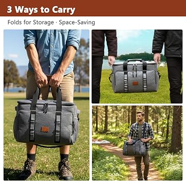 35L Insulated Cool Bag, Thermal Picnic Cooler | Heavy-Duty Leakproof Foldable Lunch Tote with Carrying Straps, Keeps Food Hot & Cold for Camping, Picnics, Fishing & BBQ