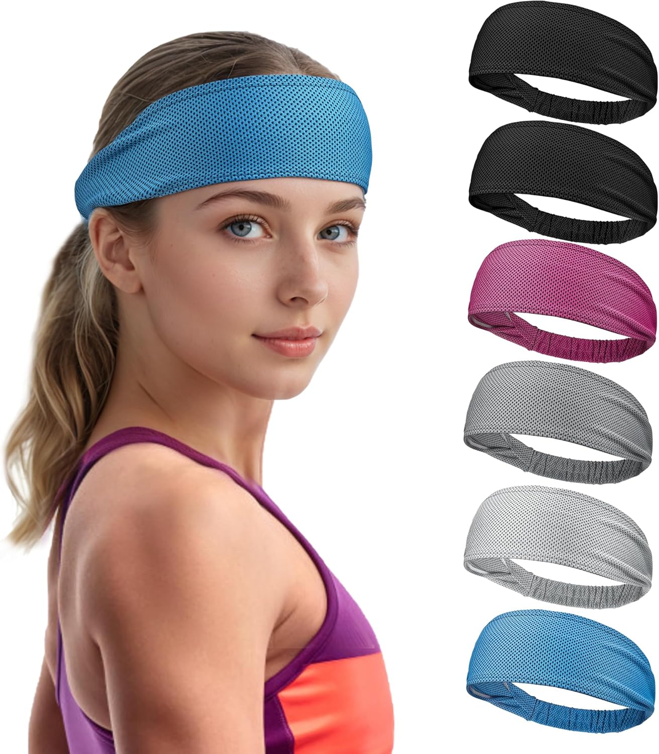 Sukeen Cooling Headbands for Women, Instant Cooling Moisture Wicking Non-Slip Sweatbands for Women Running Fitness Yoga