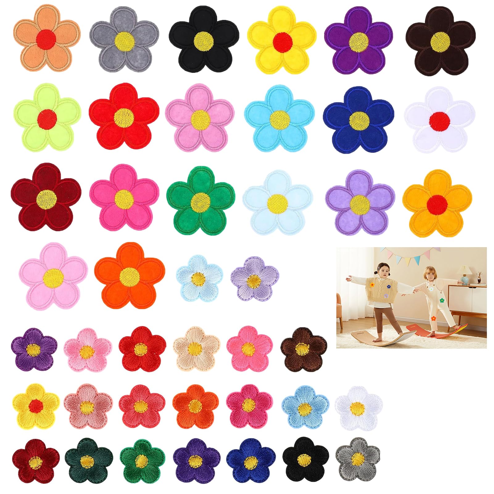 Écussons Thermocollants - MDC - Fleur Bleue - Lot De 3 - 4x4 Cm - Bleu