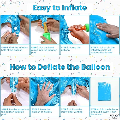 Miniatura 5 de KatchOn, Globo azul del número 2  Grande, 50 pulgadas  Globos de segundo cumpleaños para niño, dos decoraciones geniales de fiesta de cumpleaños