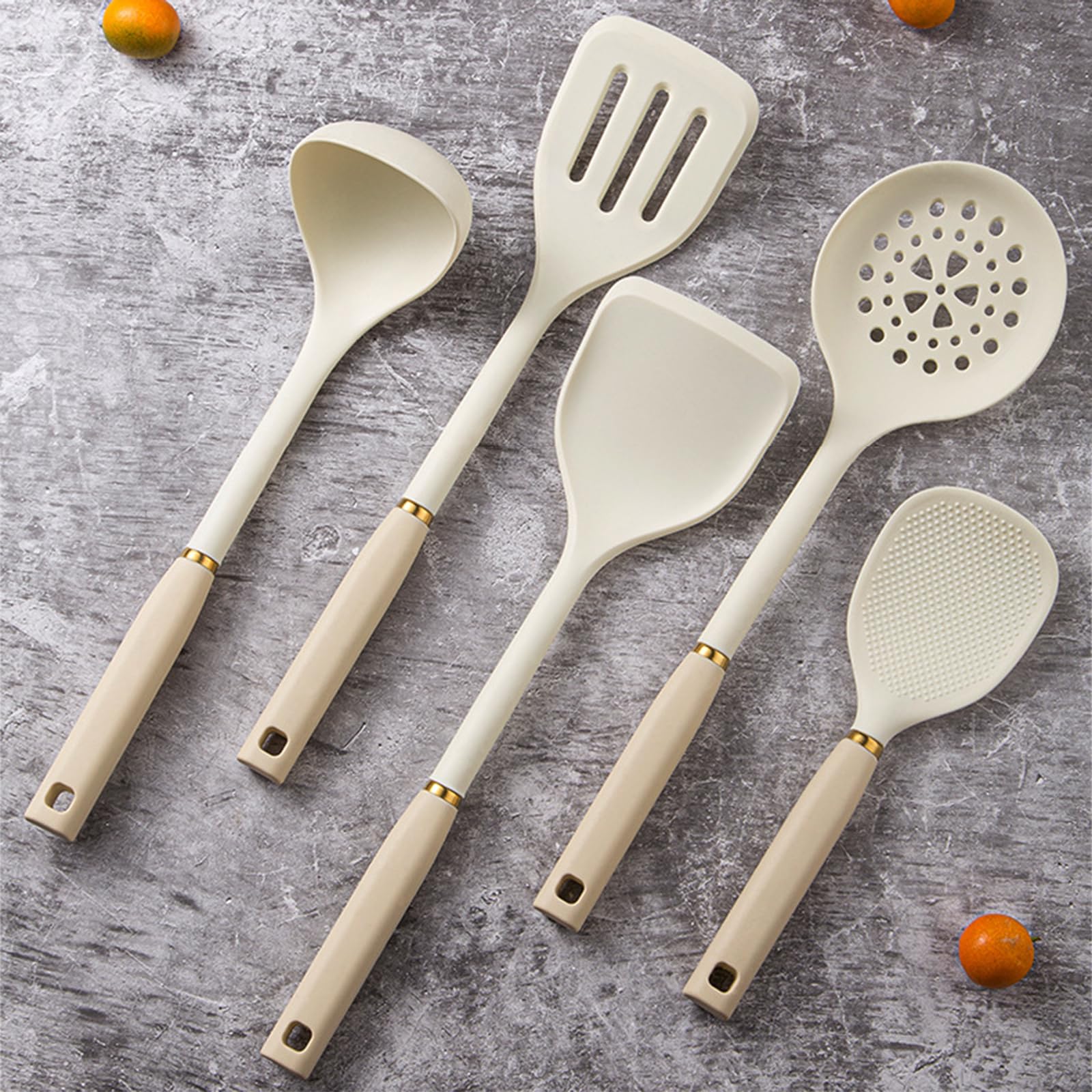 Ensemble d'ustensiles de cuisine en silicone, 5 spatules de cuisine antiadhésives résistantes à la chaleur, sans BPA, passent au lave-vaisselle