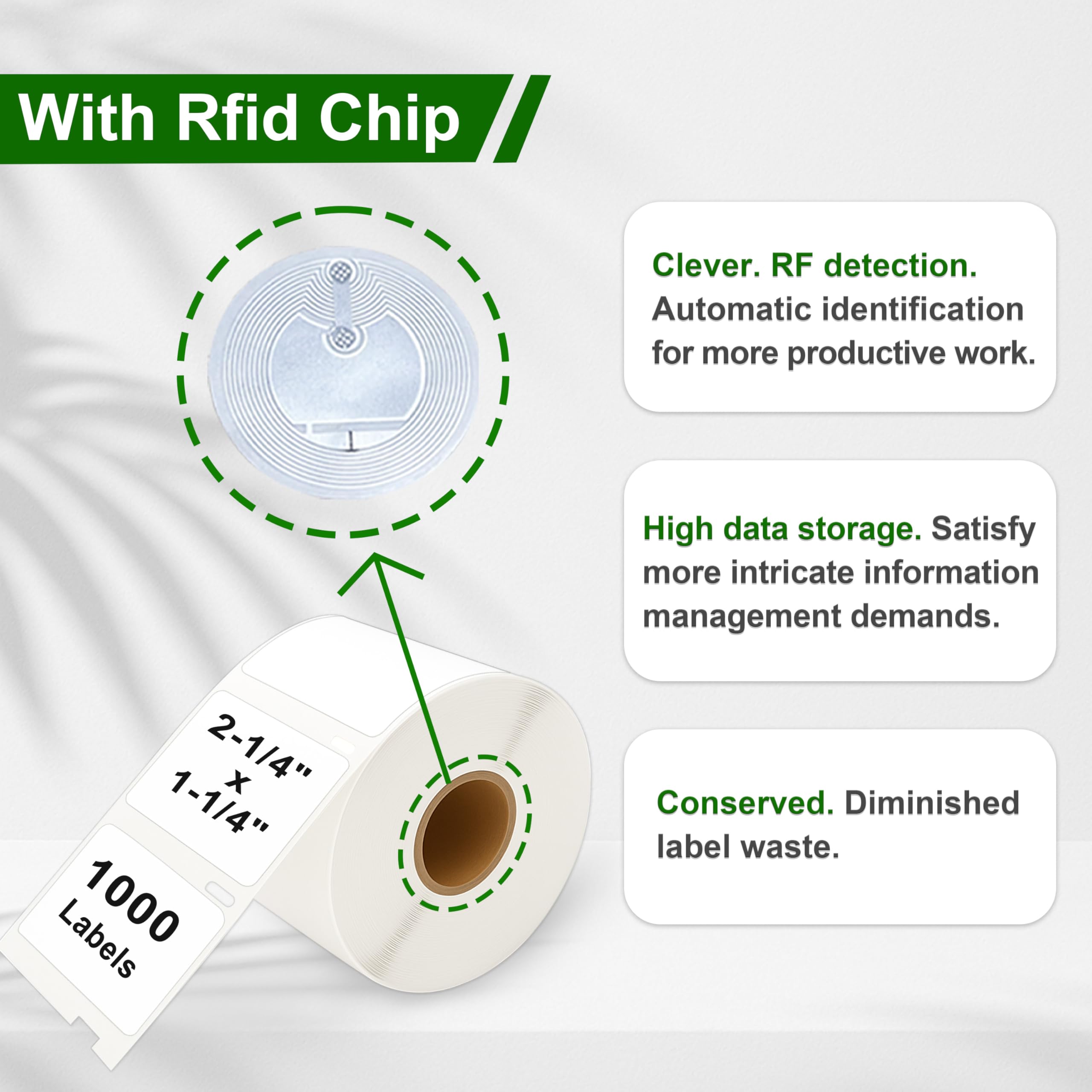 Etichette multiuso – 10 rotoli (con chip RFID) per Dymo S0722540 11354-57 mm x 32 mm, compatibili con stampanti Dymo LabelWriter 550, 1000 etichette per rotolo