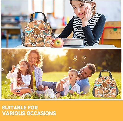 Miniatura 2 de PAKKITOP Capybara - Lonchera para niños, pequeñas loncheras aisladas, bonita lonchera reutilizable para adolescentes, niñas, niños, lonchera