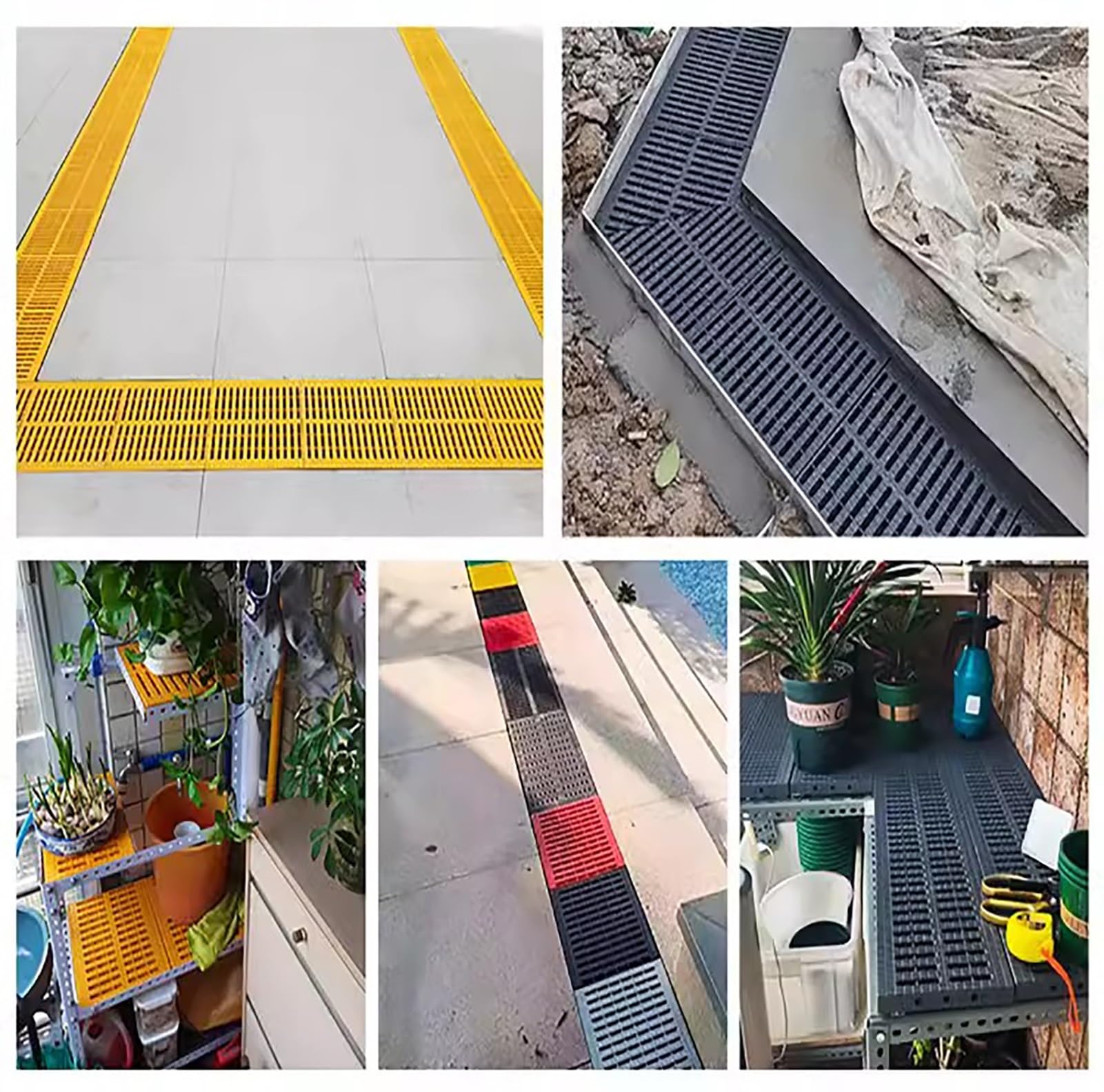 Rejilla Desague Jardin Rejillas de Drenaje de Plástico Polimérico para Parques y Patios, Filtros de Drenaje de Zanja Antideslizantes, Placas de Rejilla de Drenaje de Alcantarillado de 10 X 8 Pulgadas(