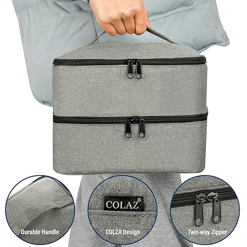 Miniatura 5 de Bolsa organizadora de esmalte de uñas, organizador de suministros de uñas de doble capa con capacidad para 30 botellas y lámpara de uñas, estuche de