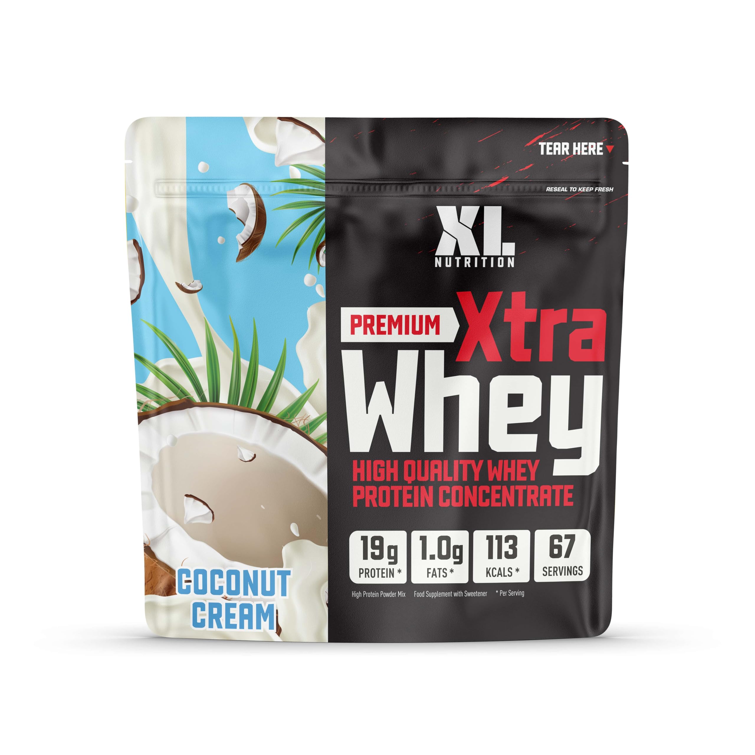 Whey Protein Powder | High Protein, Low Carbohydrates | 67 Servings, 2kg | Suitable for Vegetarians | Ideal for Muscle Building, Recovery Support (Coconut Cream)
