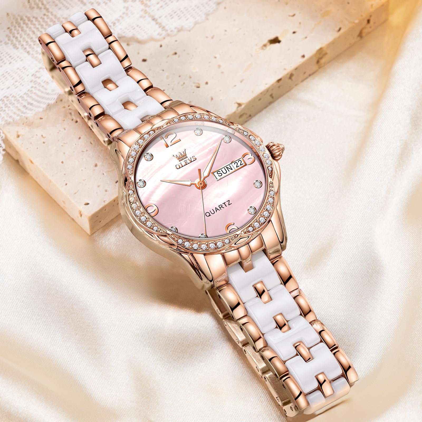 OLEVS Orologio da donna al quarzo in acciaio inossidabile con cinturino argento impermeabile 30 m luminoso cronografo quadrante multifunzione