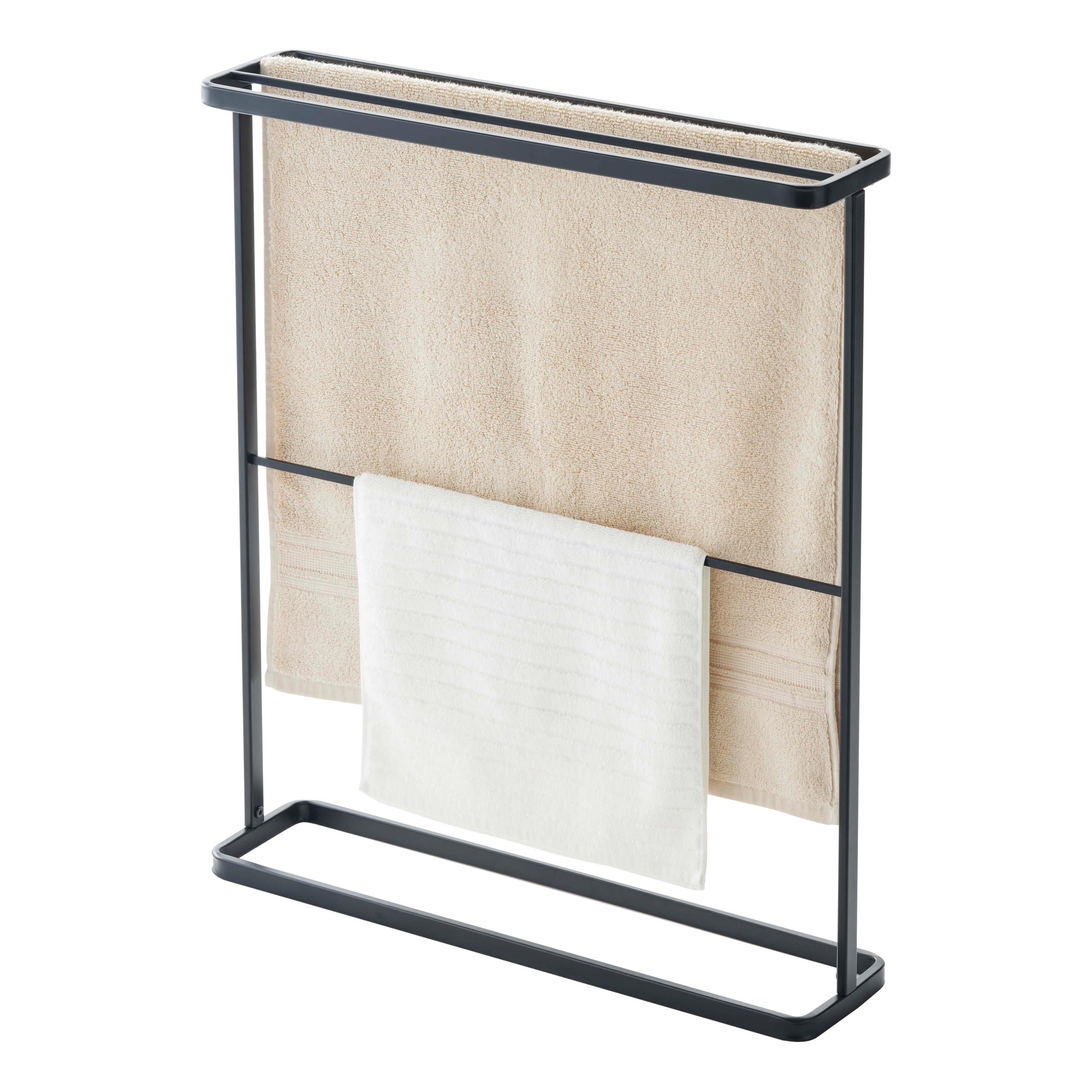 YAMAZAKIHome Tower Bath Towel Hanger - Bathroom Organizer Storage Holder Dry Rack, 30" - Steel - Holds Towels Up to 24.5" X 58"