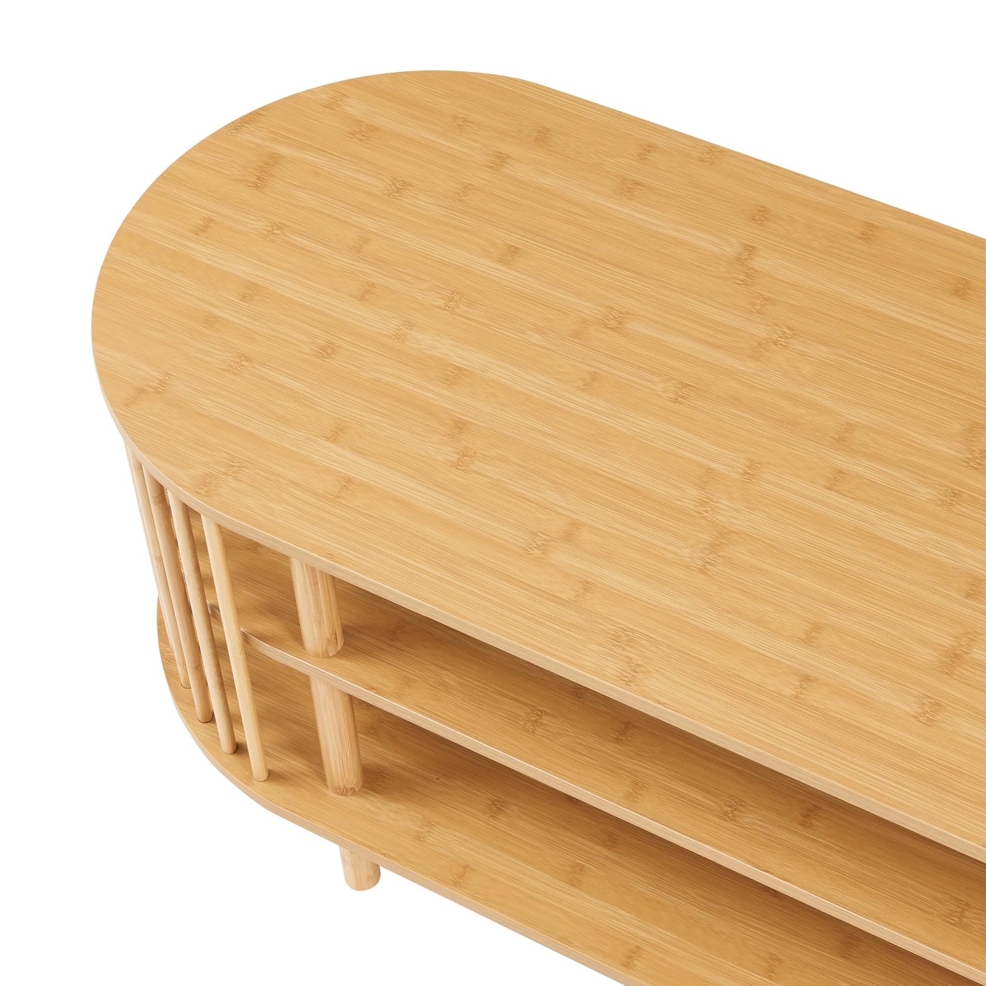 [en.casa] Stolik pod telewizor Jarvenpaa 150x48x50 cm z bambusa w kolorze naturalnym, szafka telewizyjna, stojak na TV, meble do salonu