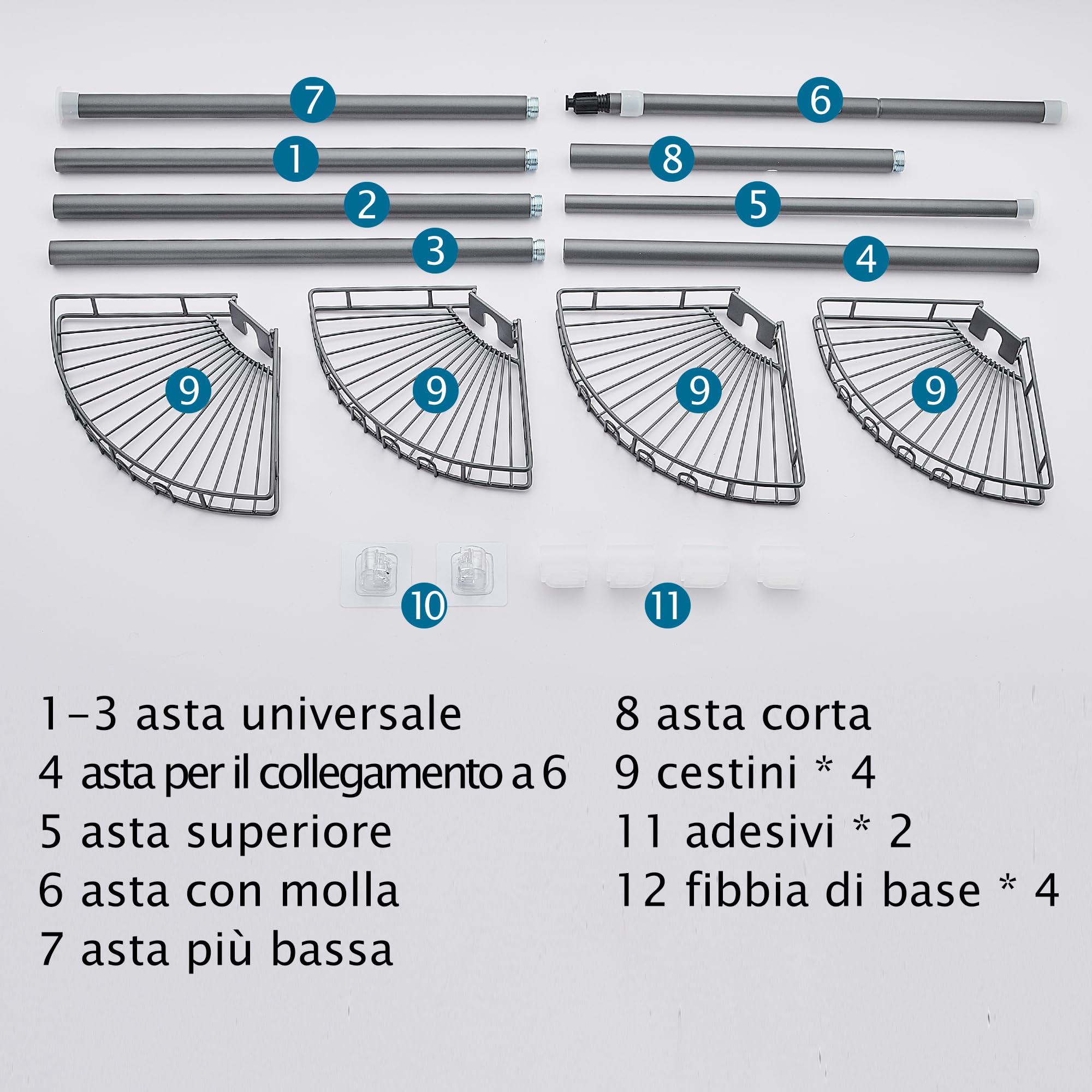 Mensola Doccia Telescopic Porta Sapone Bagno Angolare Senza Foratura con 4 Ripiani, Acciaio Inossidabile Regolabile 85-325cm, per Vasca da Bagno, Bagno, Doccia e Cucina, Grigio