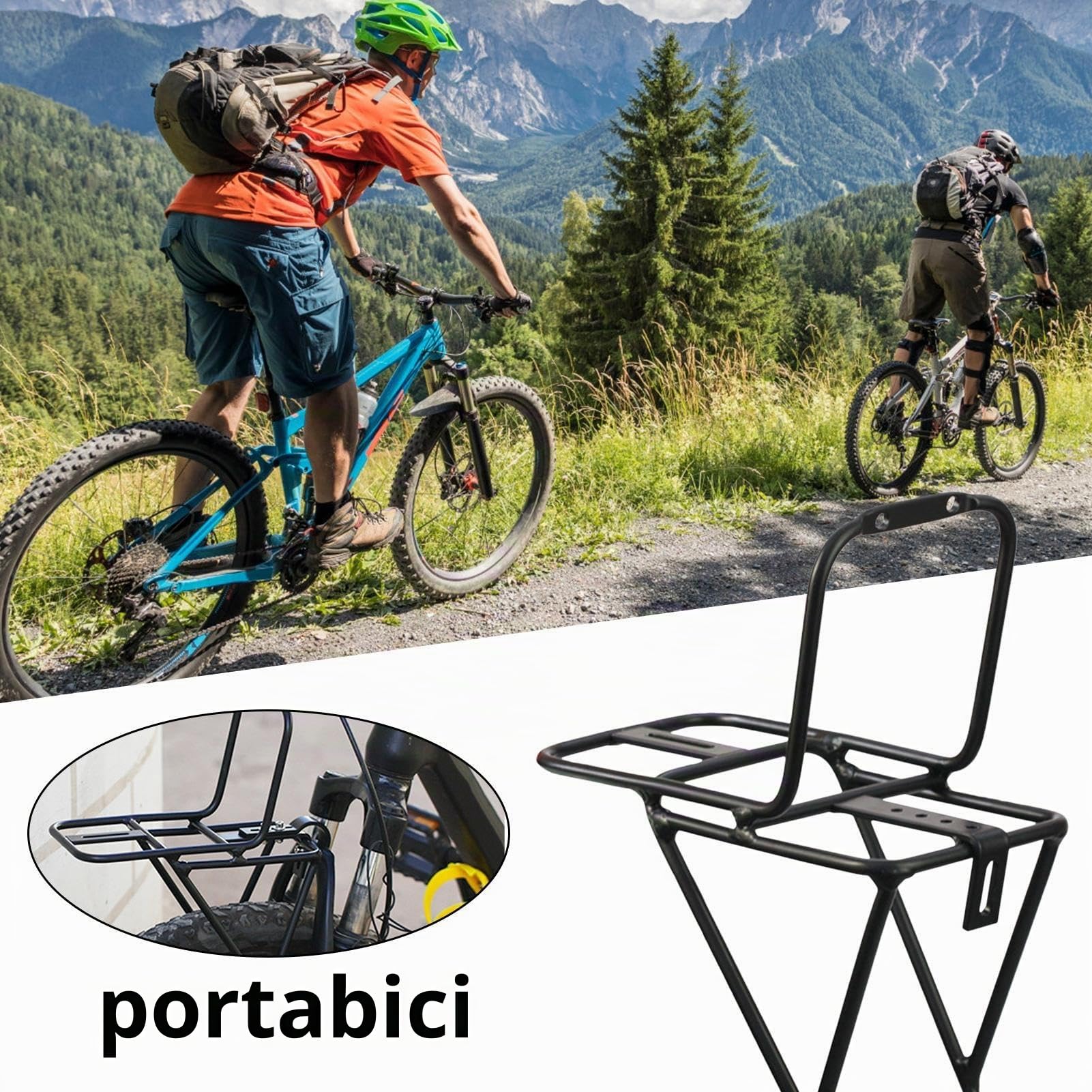 Portabici Anteriore Della Bicicletta - Portapacchi Anteriore, Portapacchi Bici In Lega Di Alluminio, Multifunzionale Bicicletta Portabagagli Per Ountainbike