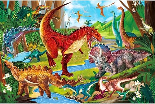 HUADADA Rompecabezas para niños de 100 piezas, juguetes de parque de dinosaurios, juegos Montessori, actividades educativas de aprendizaje, regalos