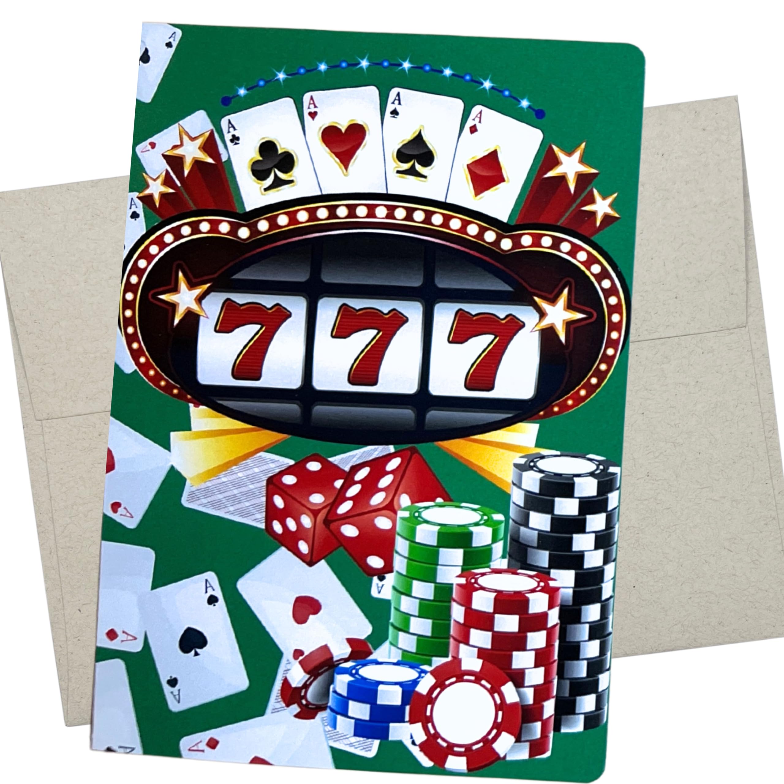 Whitman and Daughter Gambling Greeting Card - Casino Birthday Card, Casino Christmas Card, Casino Fathers Day Card, Premium 5x7 Inch Blank Inside For