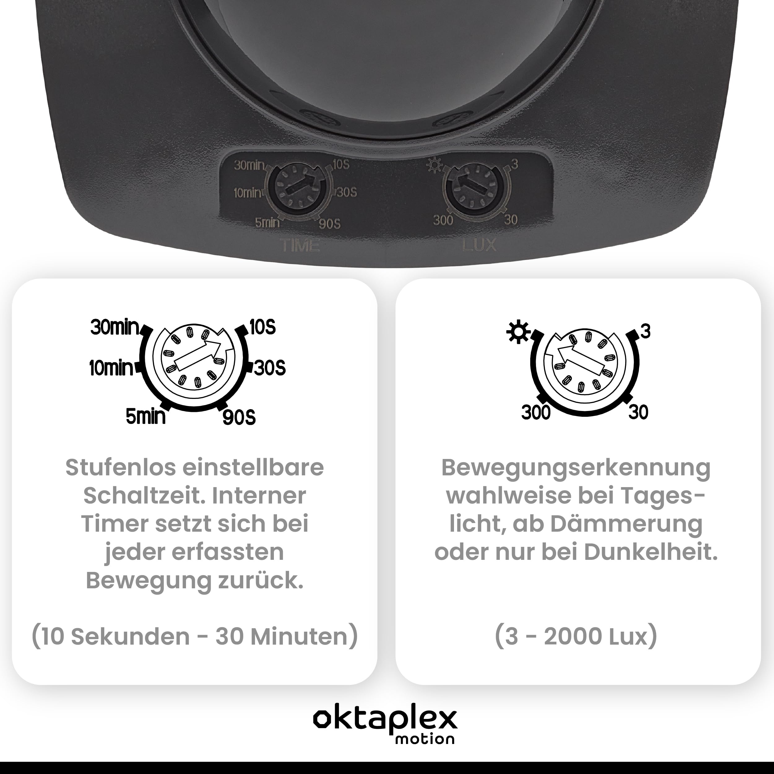 Oktaplex Tim zestaw 2 czujników obecności 360° do użytku zewnętrznego IP65 czujnik ruchu PIR antracyt 230 V