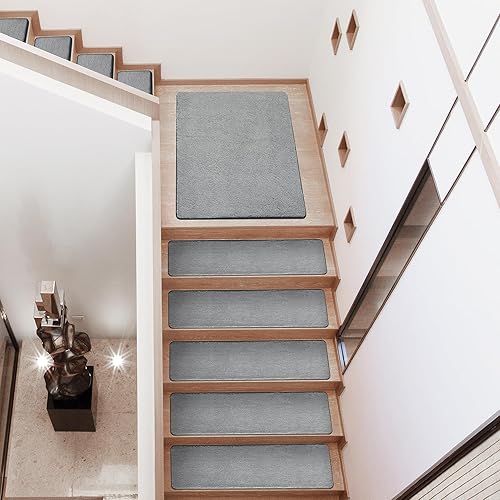 Miniatura 67 de PURE ERA - Alfombras para peldaños, de felpa suave, con bordes redondeados, de interiores, aptas para mascotas, antideslizantes, sin cinta, lavables