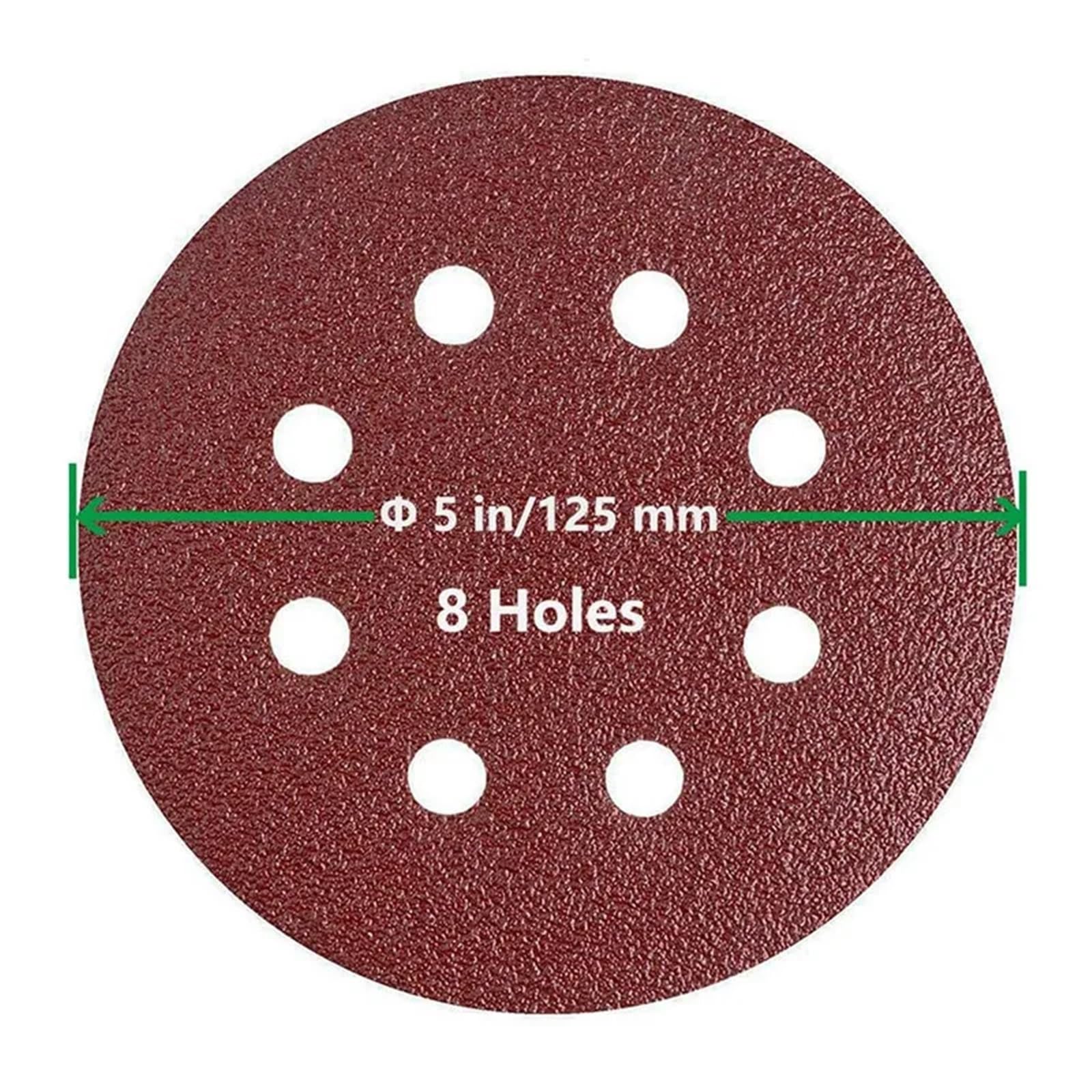 8-otworowe tarcze szlifierskie do szlifierek kątowych 125 mm - papier ścierny do polerowania Narzędzie do szlifowania do obróbki drewna i metalu(50pcs,40 grit)
