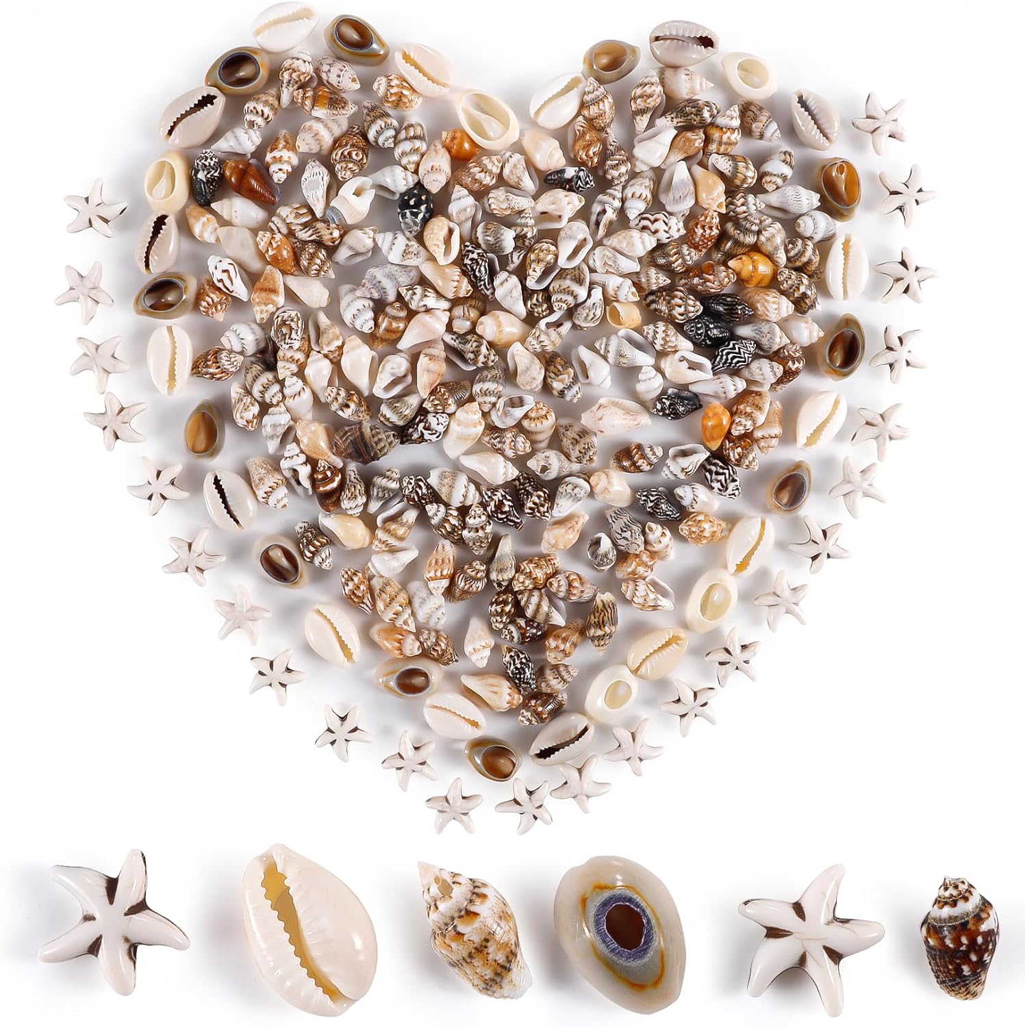 PPCLION 300pcs Shell Beads Starfish Bracelet Making Kit Bracelet and Heart Beads Elastic Threads for Jewelry Necklace Making - Image 2