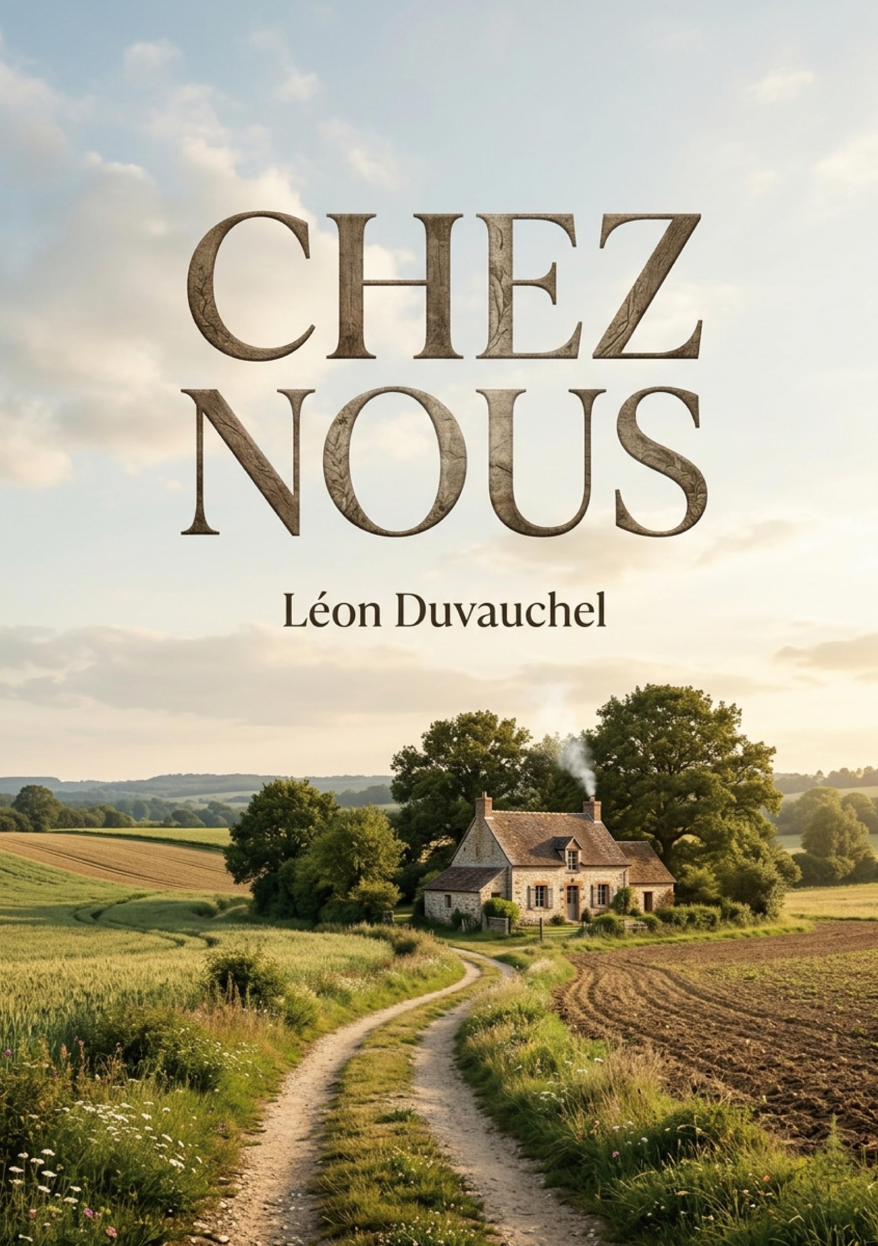 Chez nous: Une exploration poétique des paysages de France par Léon Duvauchel, célébrant la Picardie, le travail paysan et l'histoire régionale.