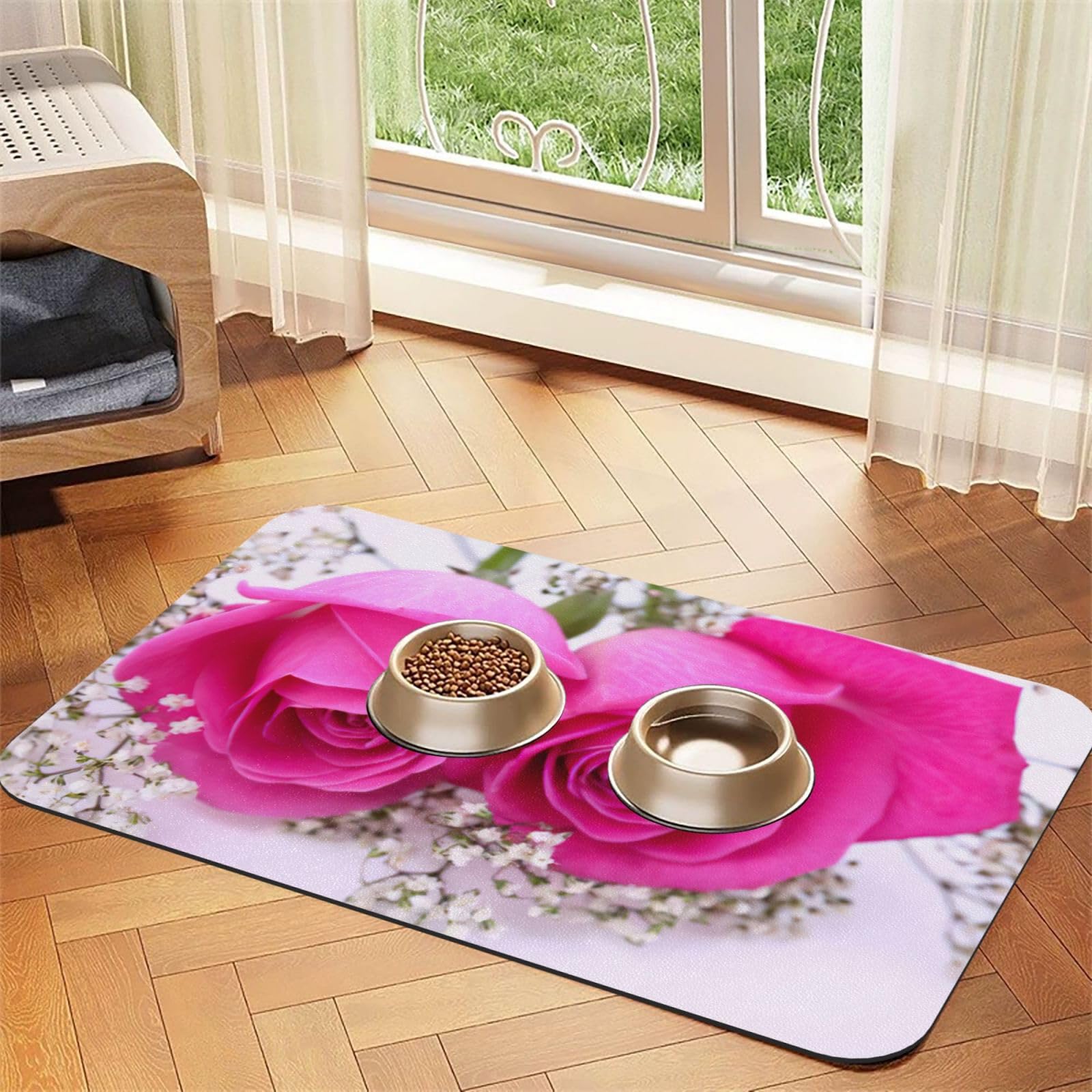 Tapis d'alimentation chien et chat anti-dérapant pour protéger les parquets de la cuisine