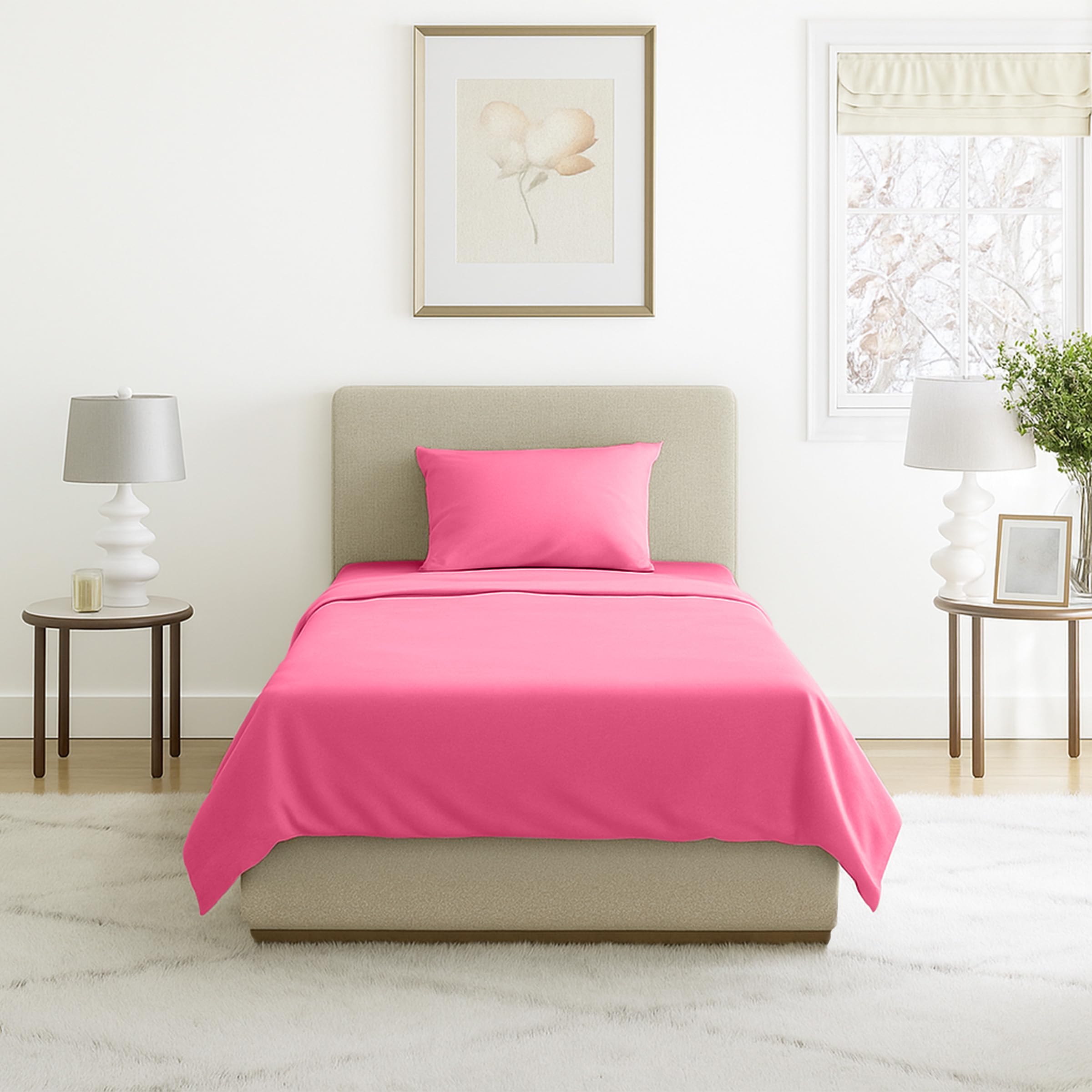 Parure de lit Twin XL rose Lavish Home 1200 fils pour lit une place long
