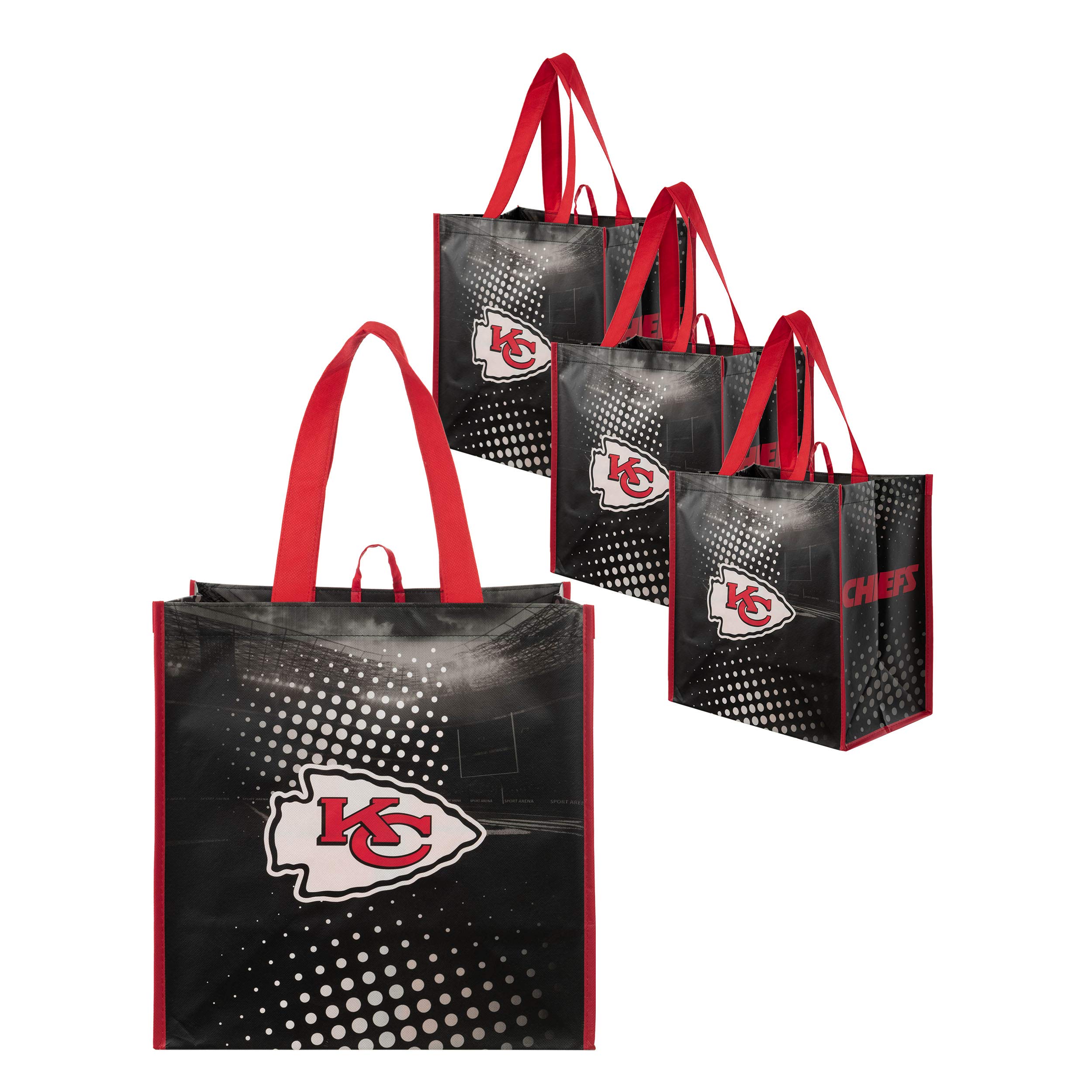 FOCO NFL unisex-adult Nfl Team Logo 4-pack Reusable Grocery Shopping Bags Totes