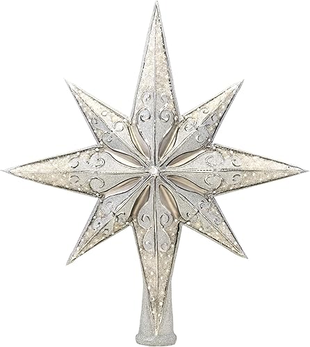 Christopher Radko Decoración decorativa de cristal europeo hecha a mano para árbol de Navidad, plata estelar