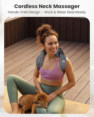 Miniatura 3 de CILI Masajeador de cuello inalámbrico con calor, tejido profundo Shiatsu 4D para hombros y espalda, almohada masajeadora de cuello y espalda, cabeza