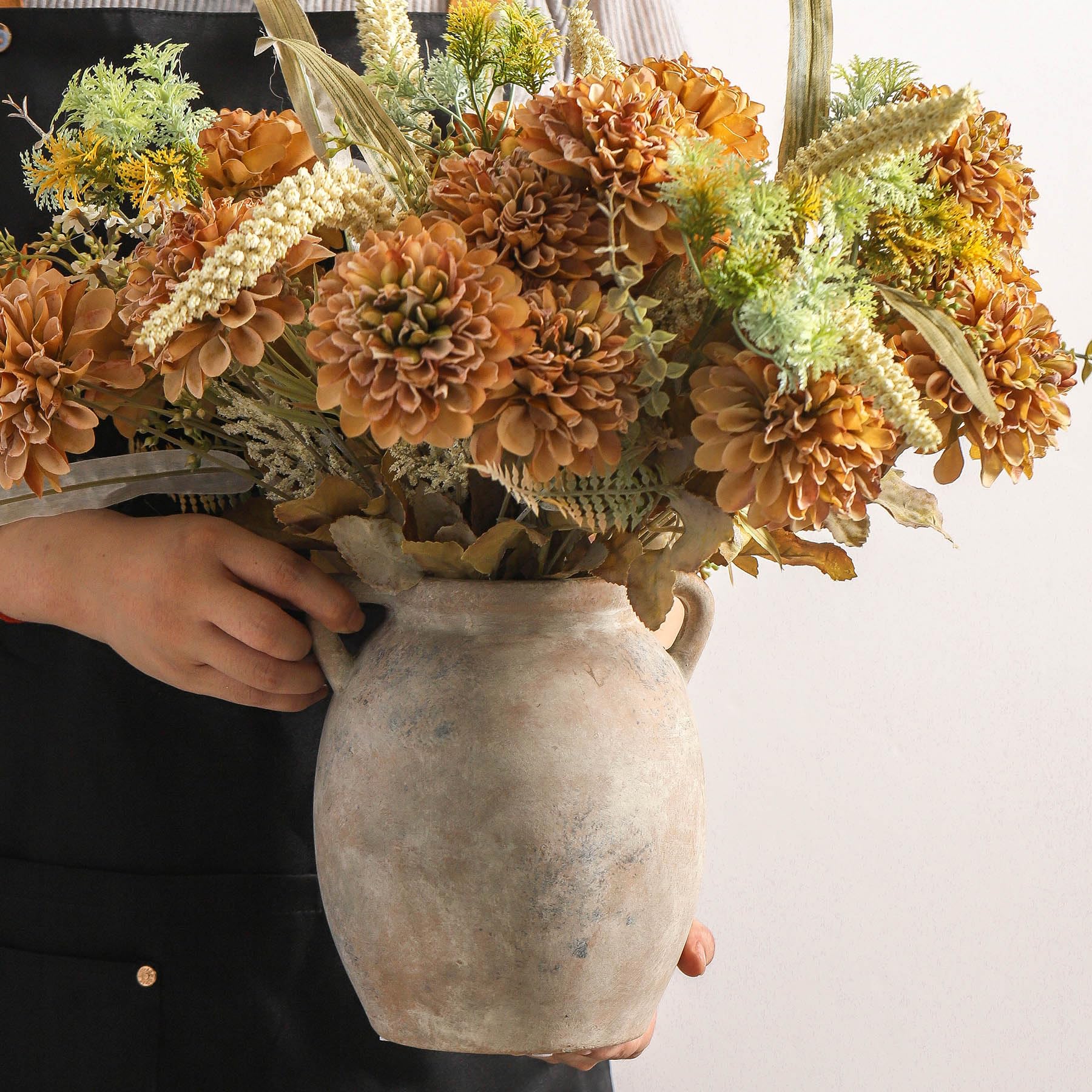 Dobbyby Ceramic Flower Vase 7.6 inch Farmhouse Rustic Vase Decorative Pottery Te — product photo