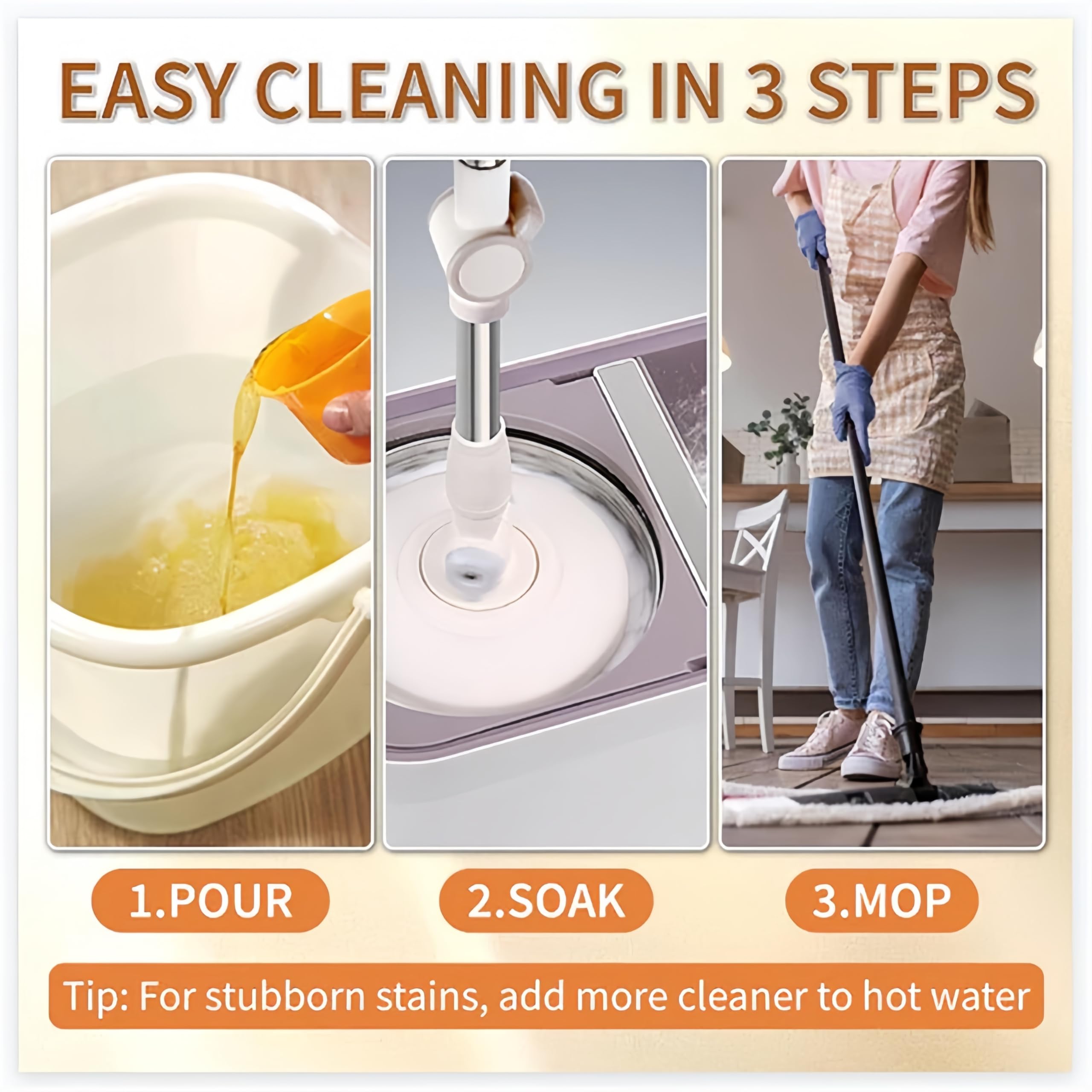 Solución de limpieza con fragancia 5 en 1, quitamanchas y olores, limpiador de pisos para madera, azulejos y cerámica, protege los acabados naturales de los pisos, brillo rápido (3 Piezas)