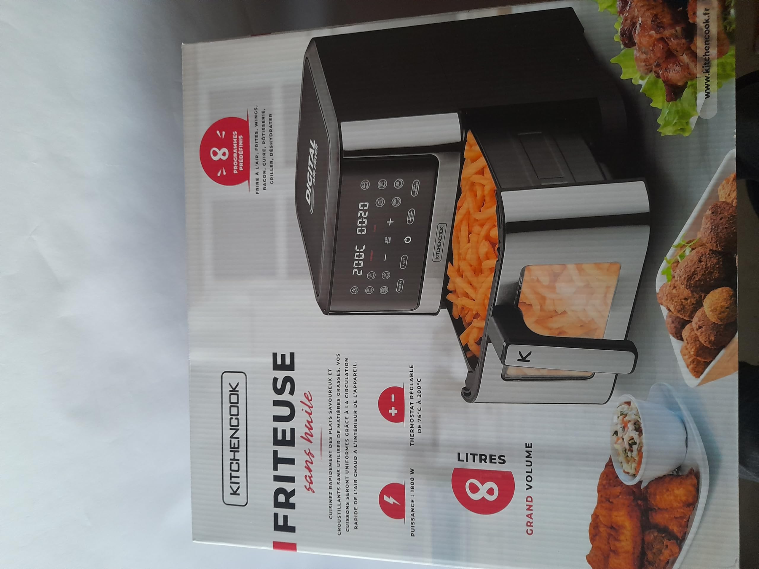 EVVO Heißluftfritteuse 8 Liter, 2800W, Doppelkorb – Gesund Frittieren Ohne Öl Mit 10 Programmen