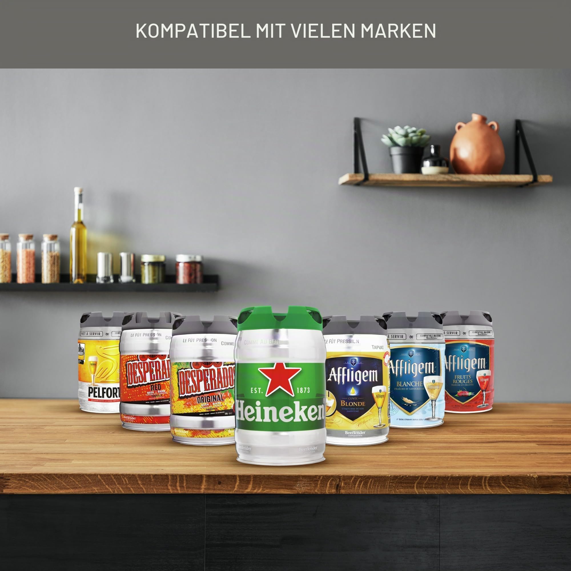 Krups Beertender Bierzapfmaschine, 5 Liter Fass, Marken der Heineken-Gruppe, Kontrollleuchte, perfekte Temperatur und Schaum, frisches Bier, einfache Installation, Compact schwarz VB450E10