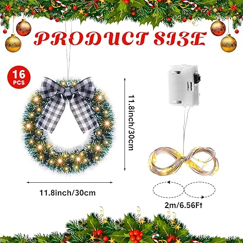 Miniatura 2 de 16 coronas de Navidad a granel de 12 pulgadas para exteriores, corona de Navidad artificial iluminada para exteriores, corona de Navidad para puerta