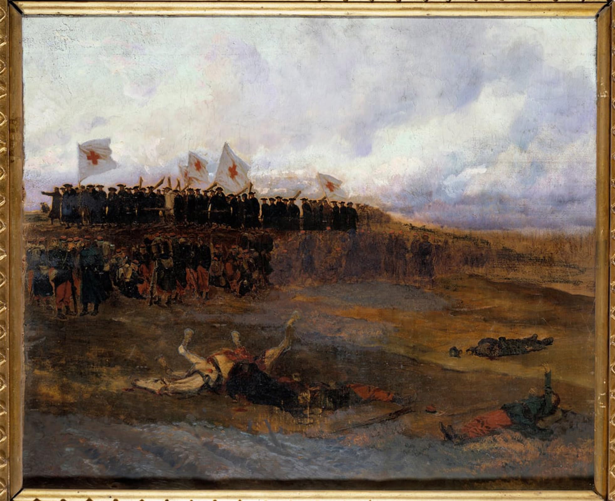 SERENDIPITP Poster Wall Art Pictures Painting Siege of Paristhe Brothers of the of Christian Doctrine Head Towards the Battlefield by Jean Baptiste Edouard Detaille for Wall Decor 60x90cm