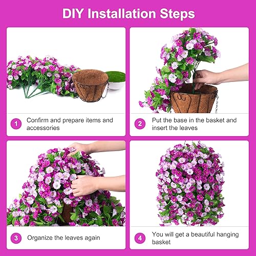 Miniatura 3 de INXUGAO Cestas colgantes con flores artificiales para plantas al aire libre en interiores, enredaderas de seda sintética, arreglo de plantas verdes