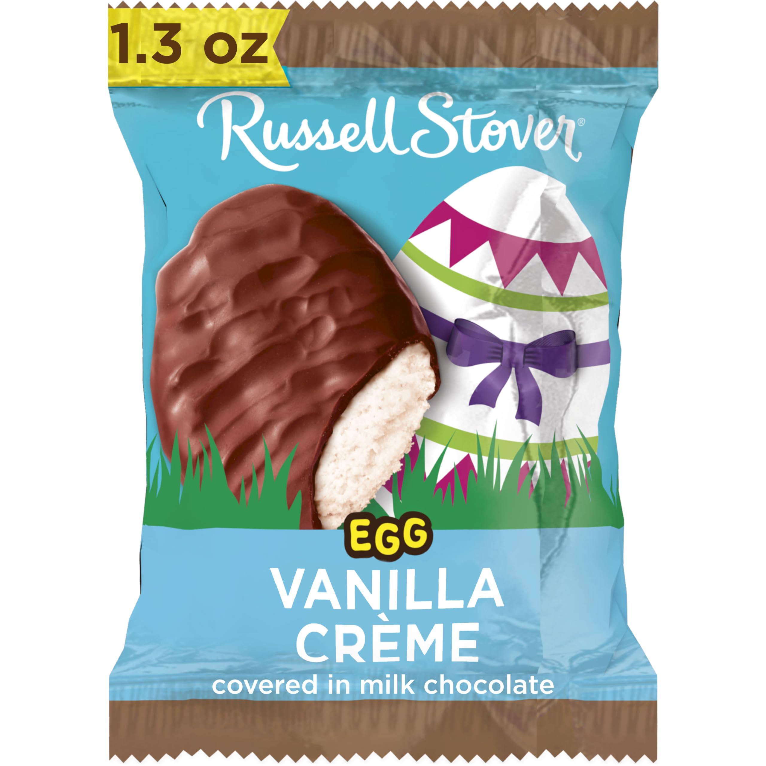 RUSSELL STOVER Easter Vanilla Crème Milk Chocolate Easter Egg, 1.3 oz. (Pack of 18)
