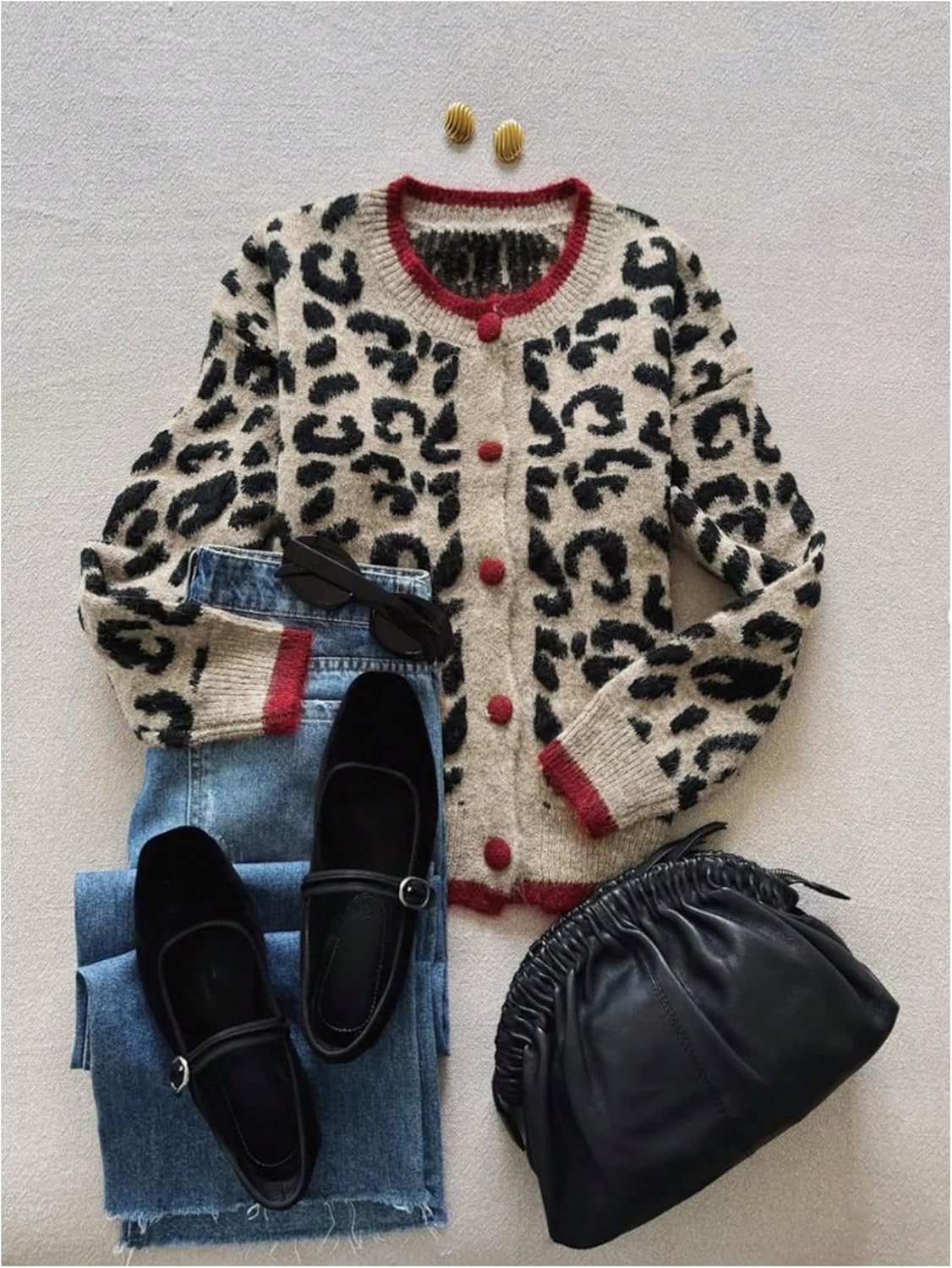 GORGLITTER Women's Leopard Cardigan Open Front Button Up Sweaters Long Sleeve Cheetah Print Top - Image 5