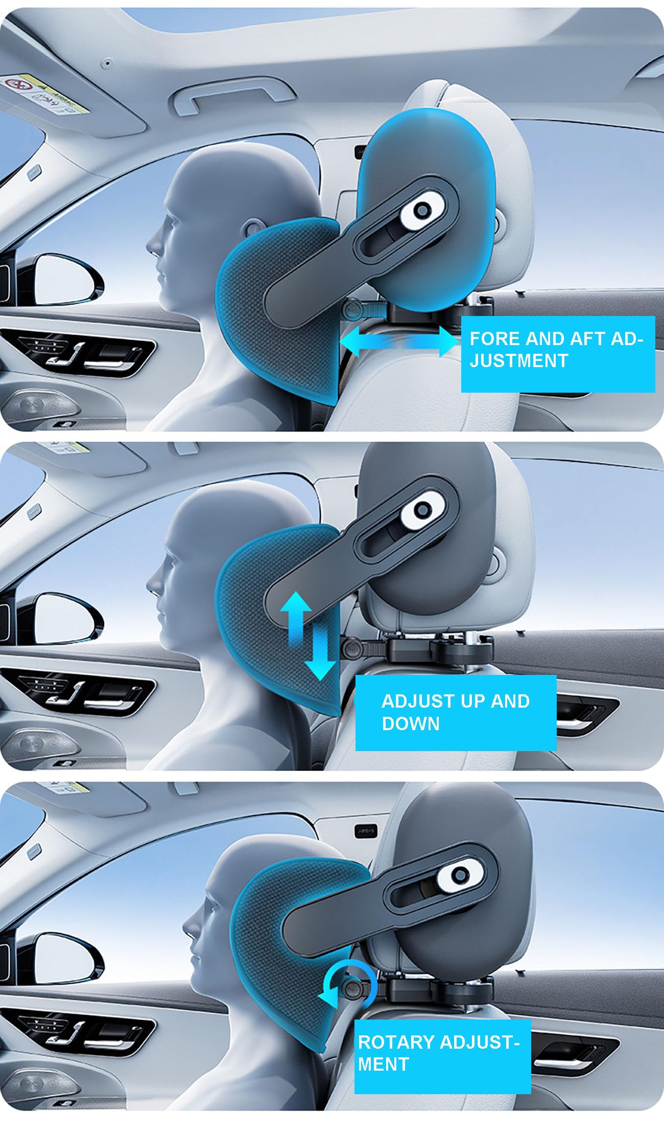 Almohada multifuncional para reposacabezas de coche, soporte lateral para descompresión de cabeza y cuello, comodidad para asiento de coche