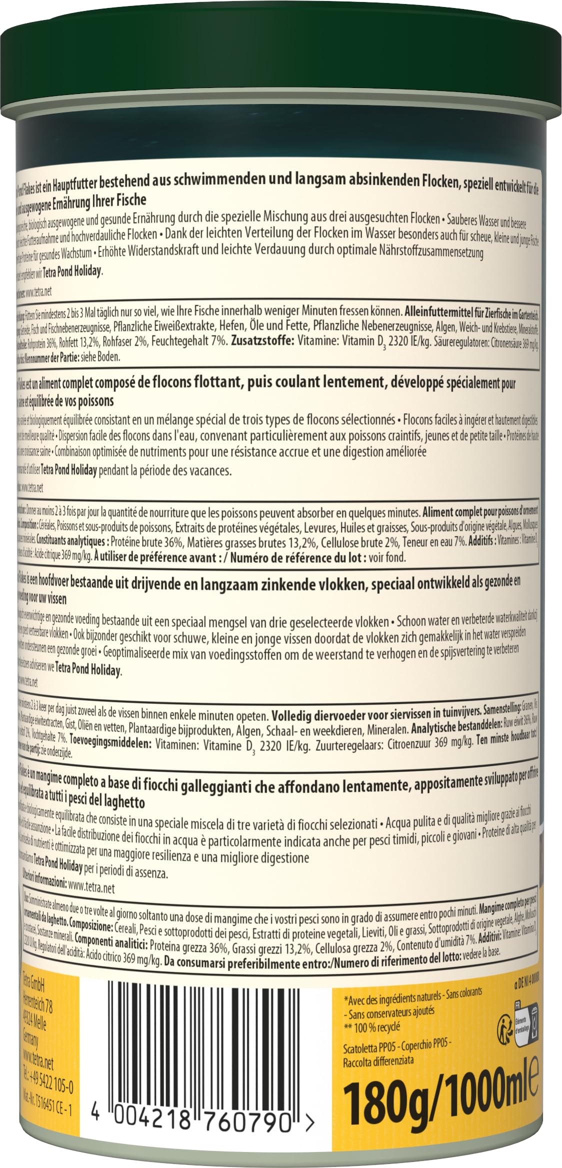 Tetra Pond Flakes 1 L Mangime per Pesci in Fiocchi, Ottimale per Pesci Giovani e di Piccole Dimensioni del Laghetto da Giardino