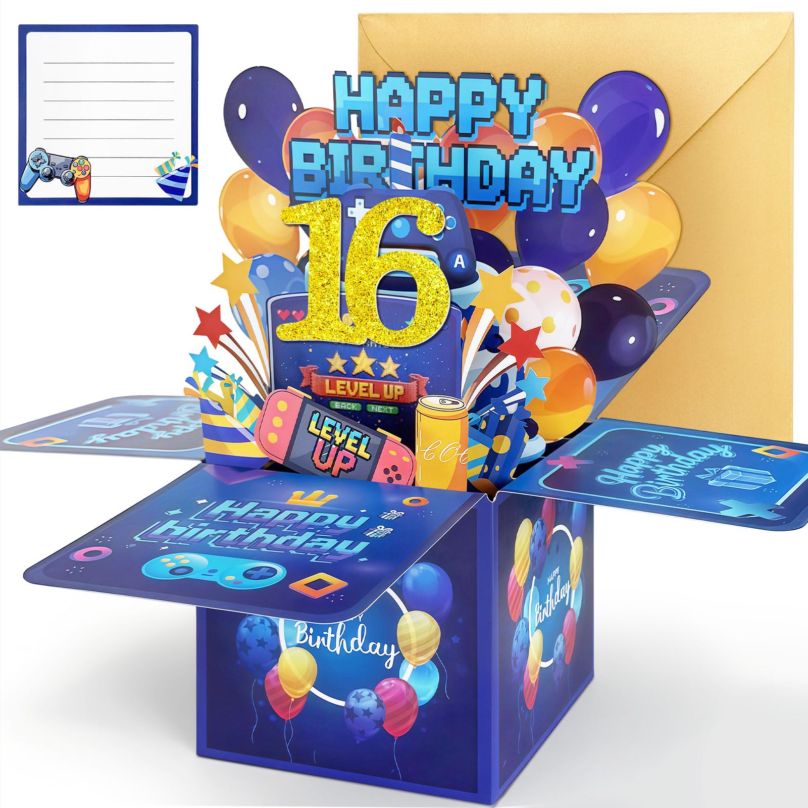 Hierein 16th Birthday Card, Pop Up Birthday Card for 16 Year Old Boy