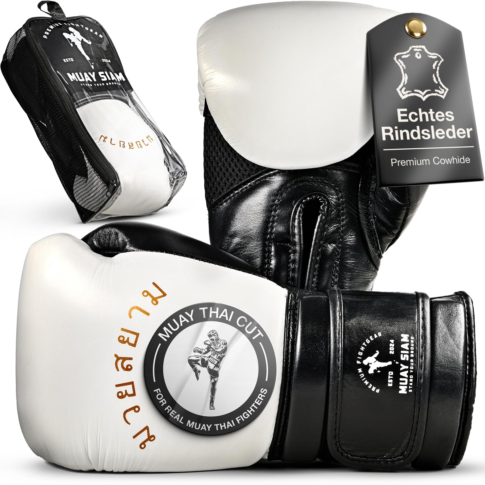 Boxhandschuhe Leder für Muay Thai MMA Kickboxen Sparring – Premium Kampfsport Handschuhe [ShockGuard Gel & QuickSlip Design] – Ideal für Boxtraining & Sandsack | Jetzt Größe Wählen