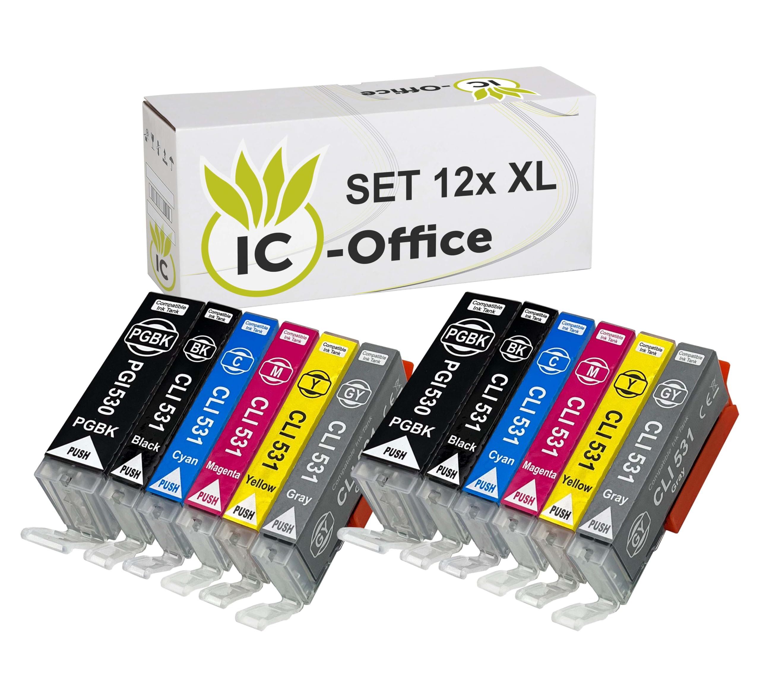 IC-Office TS8751 Impresora multifunción de inyección de tinta 3 en 1 (impresión, copia, escaneo, tarjeta SD, dúplex, WLAN, Airprint), blanco + 12 cartuchos de tinta XXL
