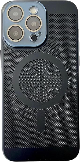 Caseative for iPhone 16 Pro Case, Black | Heat Dissipation Breathable Hollow Mesh Magnetic Compatible with MagSafe Wireless Charging