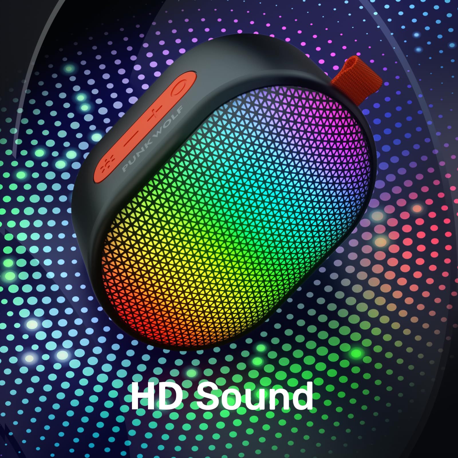 ROFALL Bluetooth Speakers Portable, Wireless Speaker with RGB Lights, HD Sound, 5 Watts, Compact Size, Dual Pairing, TWS, Waterproof, Suitable for Mobile Phones, Tablets and Laptops