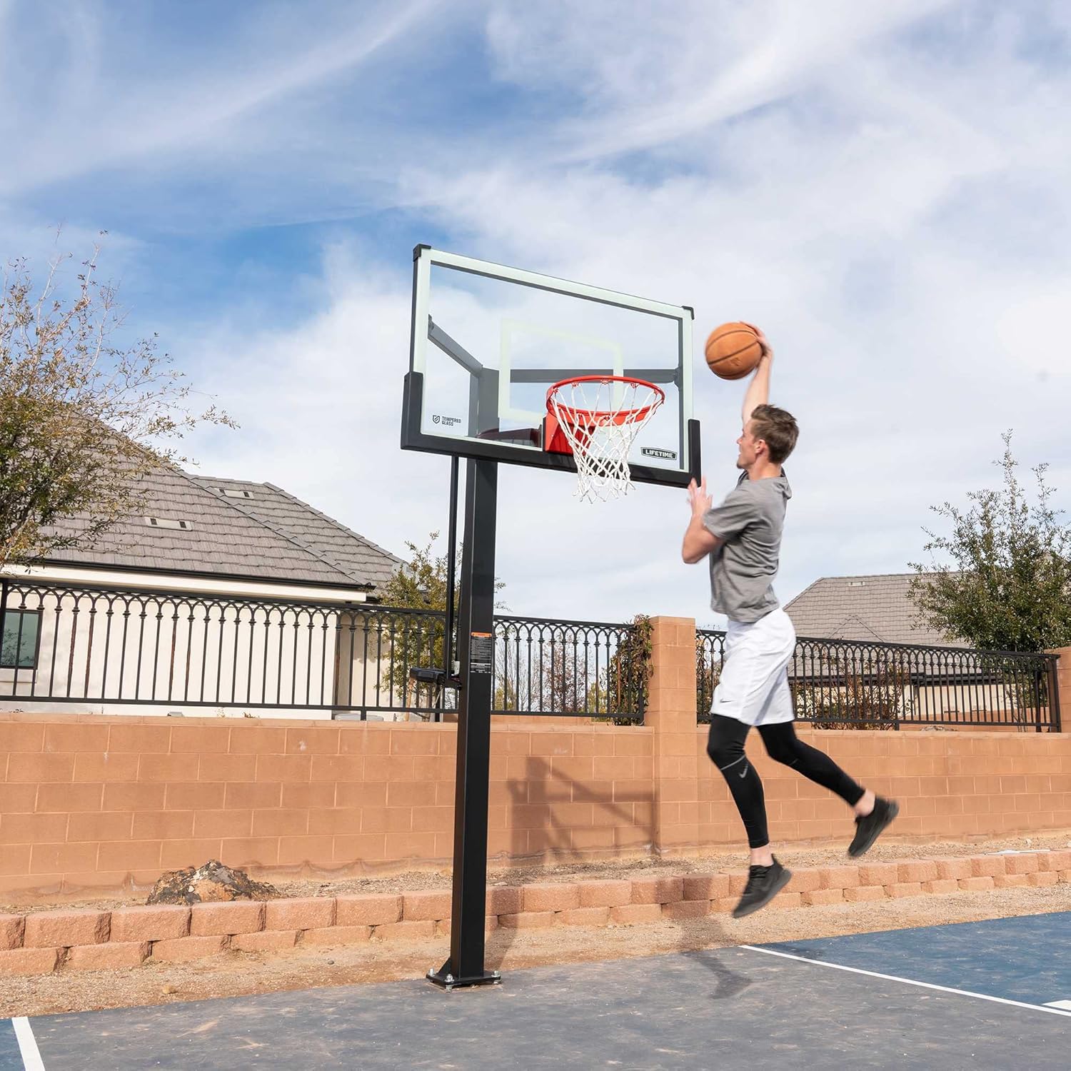 Lifetime 54" Mammoth Deluxe In-Ground Basketball Hoop, Mammoth Lift Adjustable Height, Tempered Glass Backboard Bolt Down System