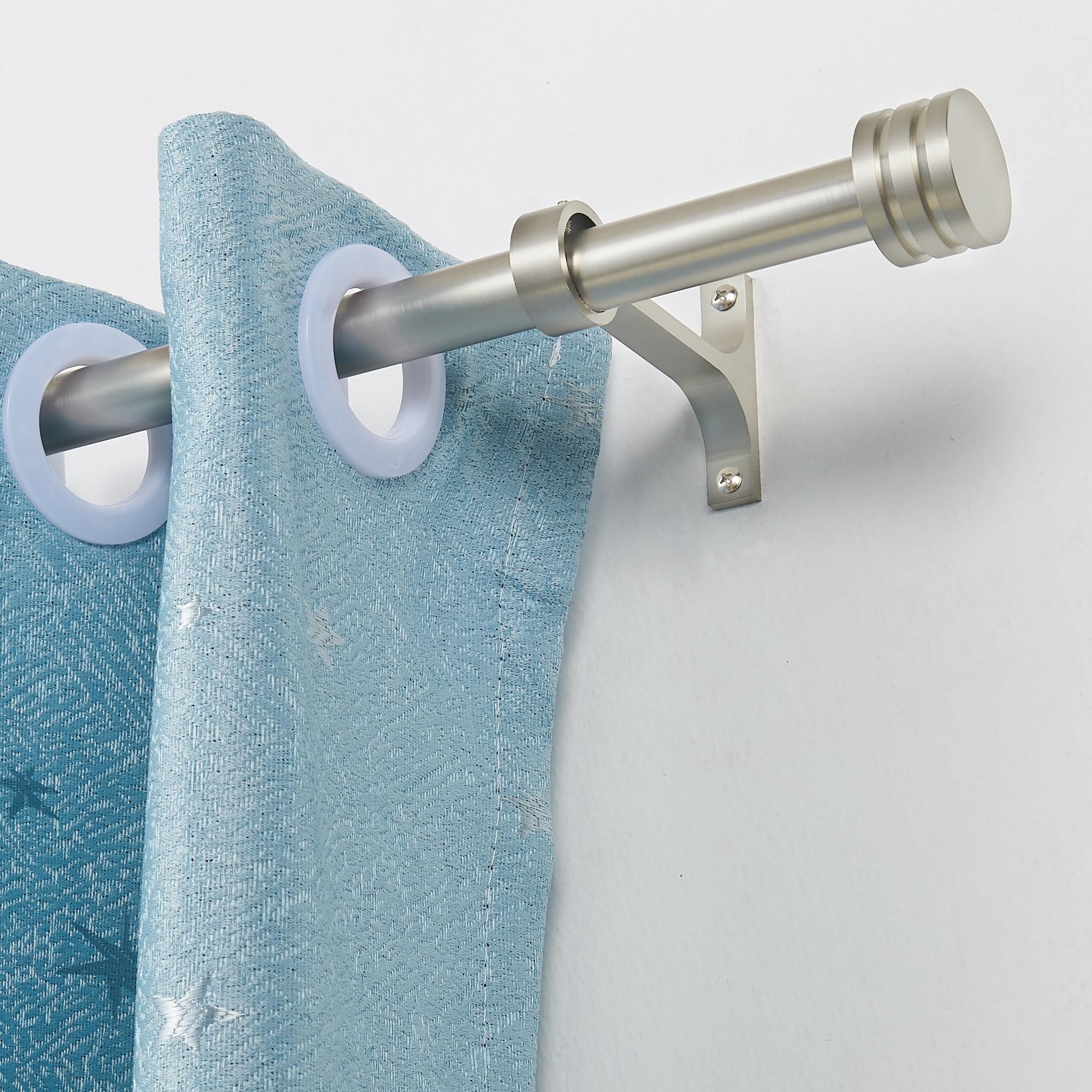 Nickel Brushed Curtain Rods for Windows 48 To 84 Inch,1 Inch Heavy Duty Adjustable Curtain Rod With Modern Decorative Solid Alufer Finials & Brackets